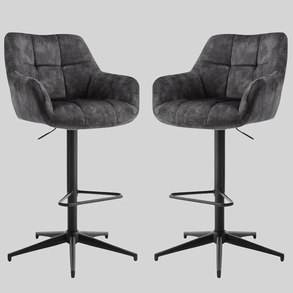 Joplin Gas Lift Bar Stools Pair - Charcoal, Fabric product