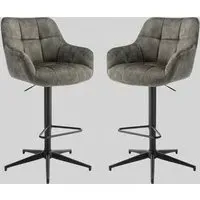 Joplin Gas Lift Bar Stools Pair - Olive, Fabric alternate view