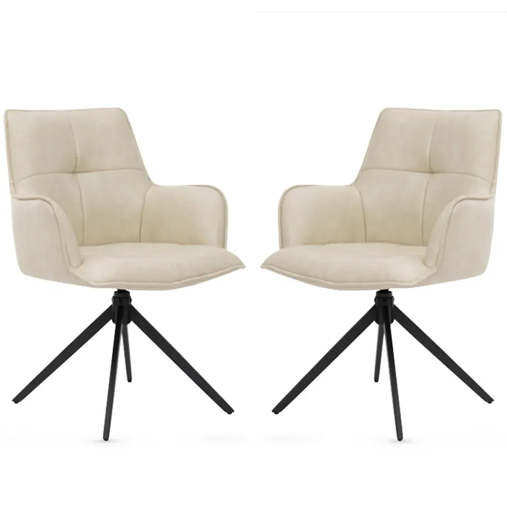 Joplin Pair of Dining Chairs - Ivory, PU Leather product