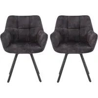 Jordan Dining Chairs with Metal Frame - Charcoal, Fabric