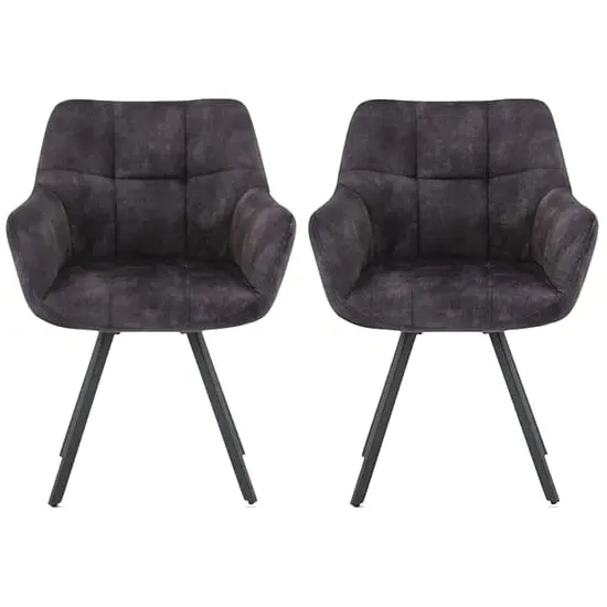 Jordan Dining Chairs with Metal Frame - Charcoal, Fabric image
