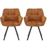 Jordan Dining Chairs with Metal Frame - Rust, Fabric
