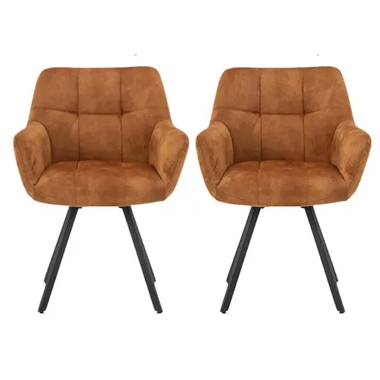 Jordan Dining Chairs with Metal Frame - Rust, Fabric