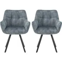 Jordan Dining Chairs with Metal Frame - Stone Blue, Fabric