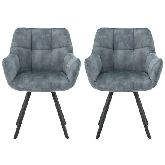 Jordan Dining Chairs with Metal Frame - Stone Blue, Fabric