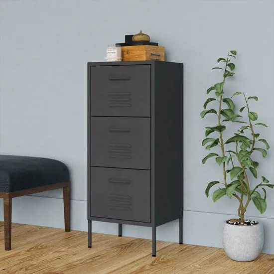 Jordan Storage Cabinet with 3 Drawers - Anthracite, Steel