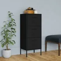 Jordan Storage Cabinet with 3 Drawers - Black, Steel