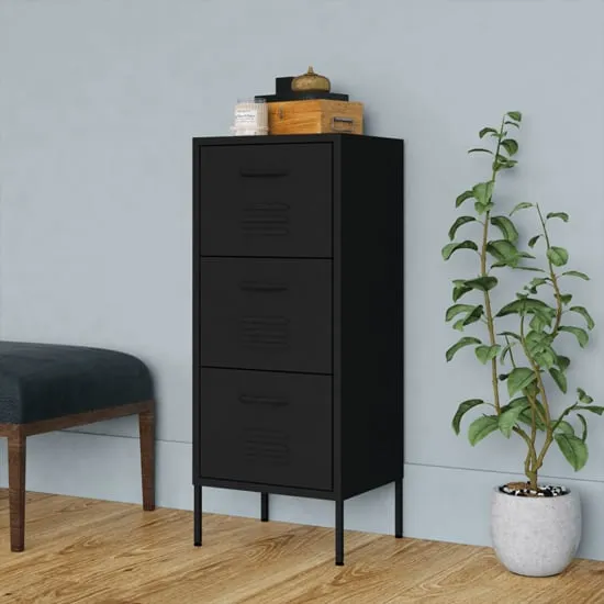 Jordan Storage Cabinet with 3 Drawers - Black, Steel