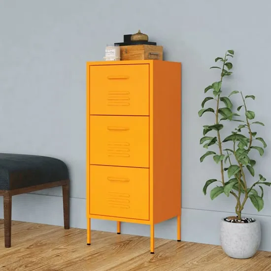 Jordan Storage Cabinet with 3 Drawers - Mustard Yellow, Steel image