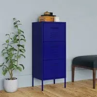 Jordan Storage Cabinet with 3 Drawers - Navy Blue, Steel