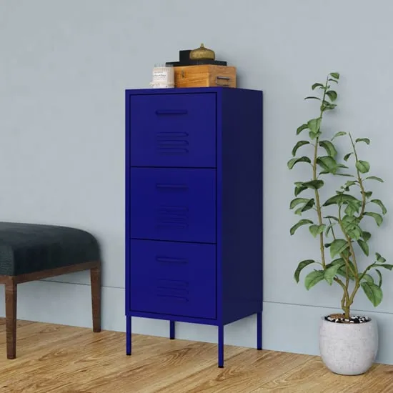 Jordan Storage Cabinet with 3 Drawers - Navy Blue, Steel