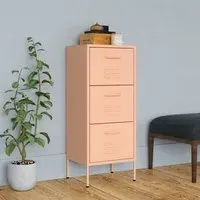 Jordan Storage Cabinet with 3 Drawers - Pink, Steel