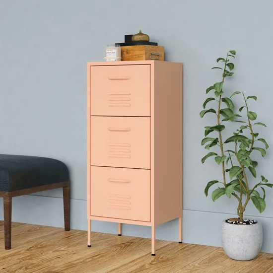 Jordan Storage Cabinet with 3 Drawers - Pink, Steel