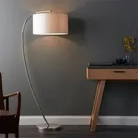 Josephine Arched Floor Lamp - White, Nickel