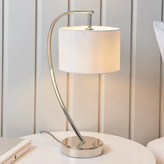 Josephine Arched Table Lamp - White, Nickel image