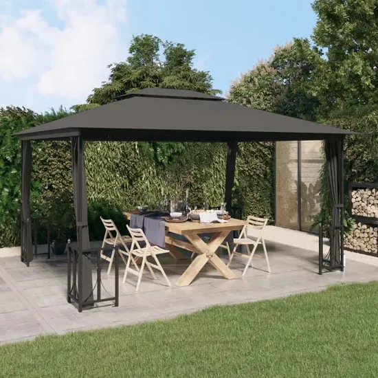 Josie Gazebo with Sidewalls & Double Roof - Anthracite, Steel product