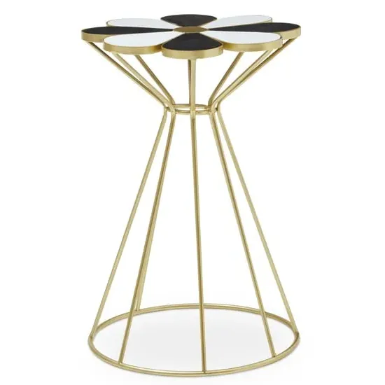 Judie Petal Shape End Table - Black and White, Metal image