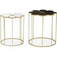 Judie Petal Shape Set of 2 Side Tables - Black and White, Metal