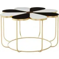Judie Petal Shape Side Table - Black and White, Metal