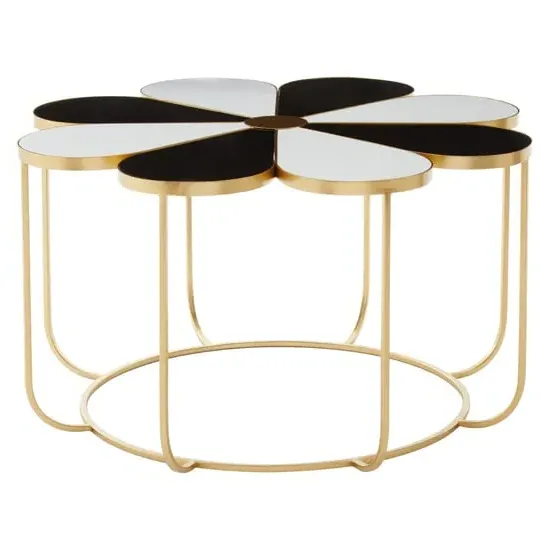 Judie Petal Shape Side Table - Black and White, Metal