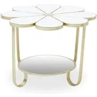 Judie Petal Shape Side Table - White, Metal