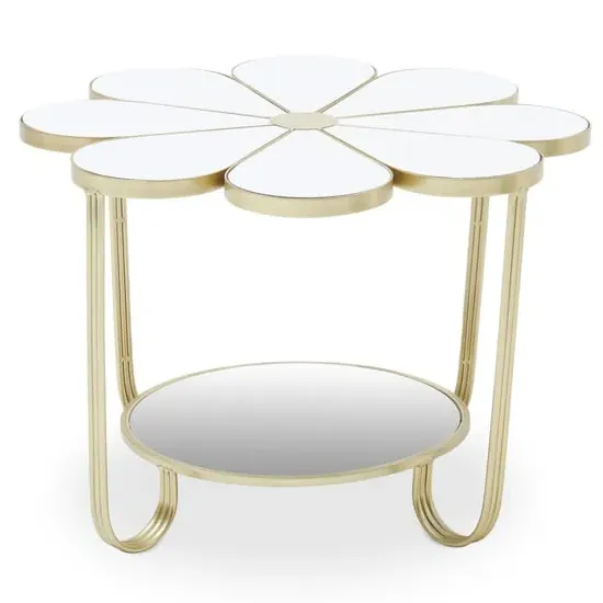 Judie Petal Shape Side Table - White, Metal