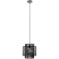 Julia Overlapping Ceiling Pendant Light - Black, Rattan