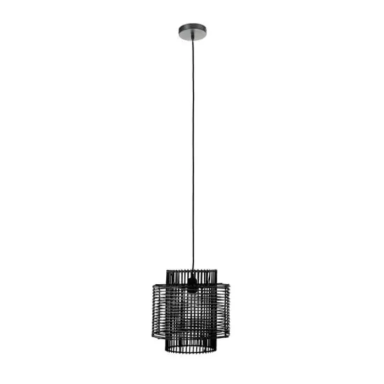 Julia Overlapping Ceiling Pendant Light - Black, Rattan