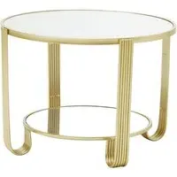 Julie Round Coffee Table - White Glass, Gold Metal