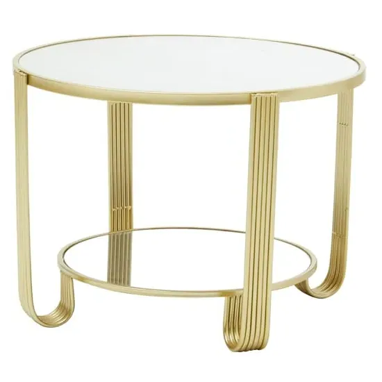 Julie Round Coffee Table - White Glass, Gold Metal