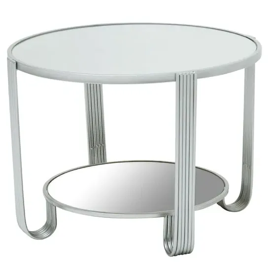 Julie Round Coffee Table - White Glass, Silver Metal