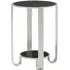 Julie Round End Table - Black Glass, Silver Metal Base