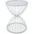 Julie Round Side Table - White Glass, Silver Metal