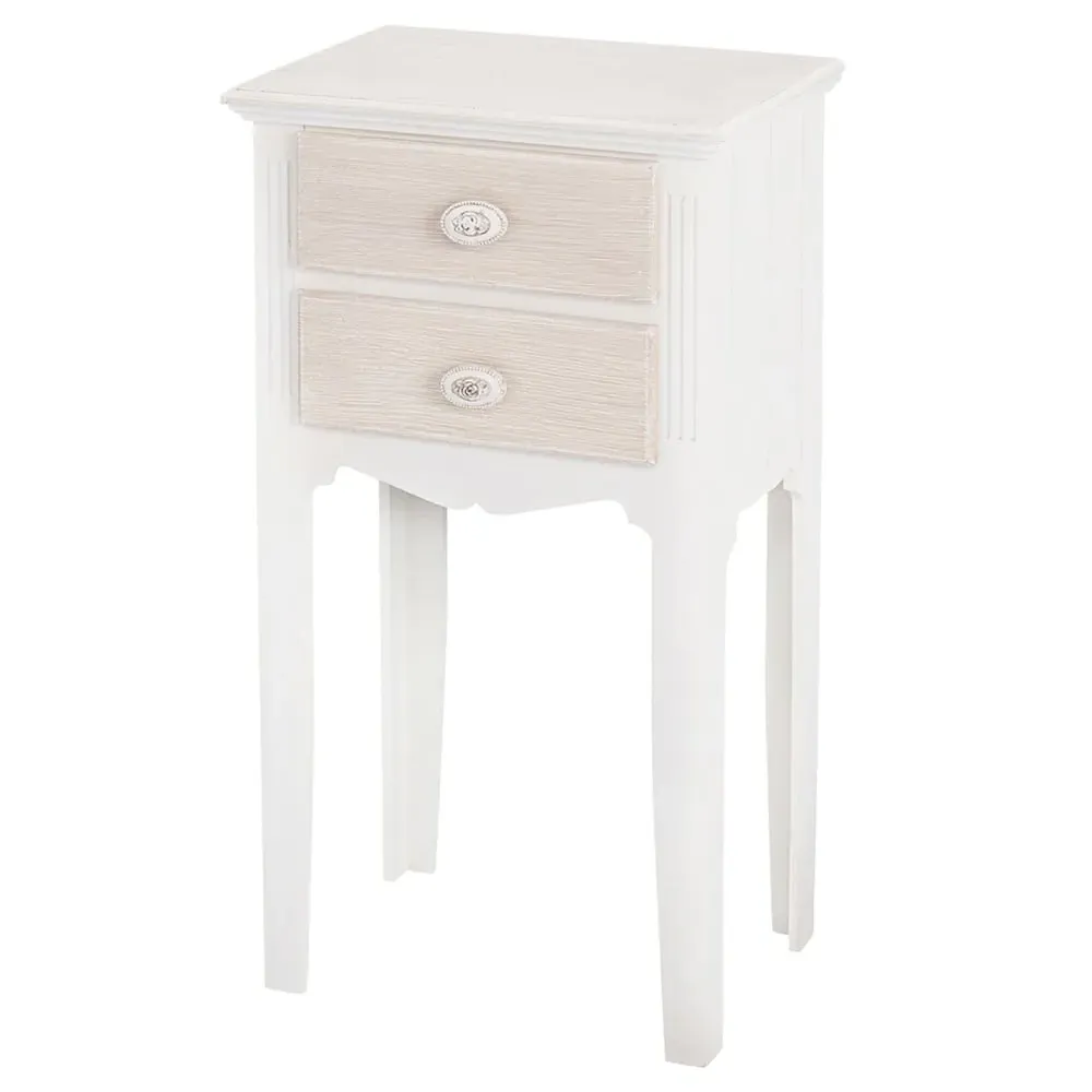 Juliet 2-Drawer Bedside Table - White, MDF image