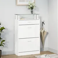 Juneau Shoe Storage Cabinet with Drawers - White, High Gloss alternate view