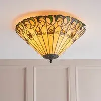 Justin 2 Light Tiffany Glass Wall Ceiling Light - Multicolour