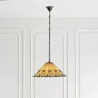 Justin 3 Light Tiffany Glass Pendant Ceiling Light - Multicolour