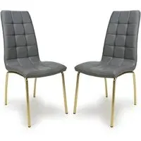 Justin Dining Chairs - Grey, Faux Leather
