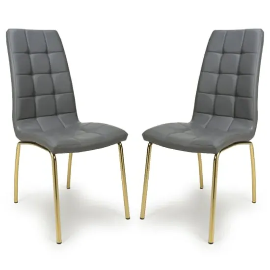 Justin Dining Chairs - Grey, Faux Leather