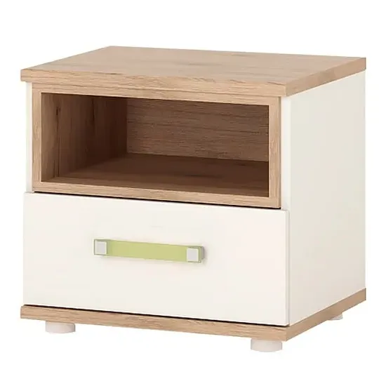 Kaas Bedside Cabinet - White, Oak image
