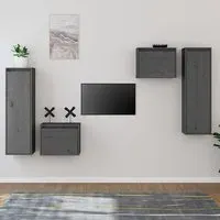 Kacela Wall Entertainment Unit Set - Grey, Pinewood
