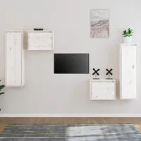 Kacela Wall Entertainment Unit Set - White, Pinewood
