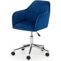 Kacella Swivel Office Chair - Blue, Velvet