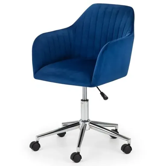 Kacella Swivel Office Chair - Blue, Velvet image