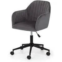 Kacella Swivel Office Chair - Grey, Velvet