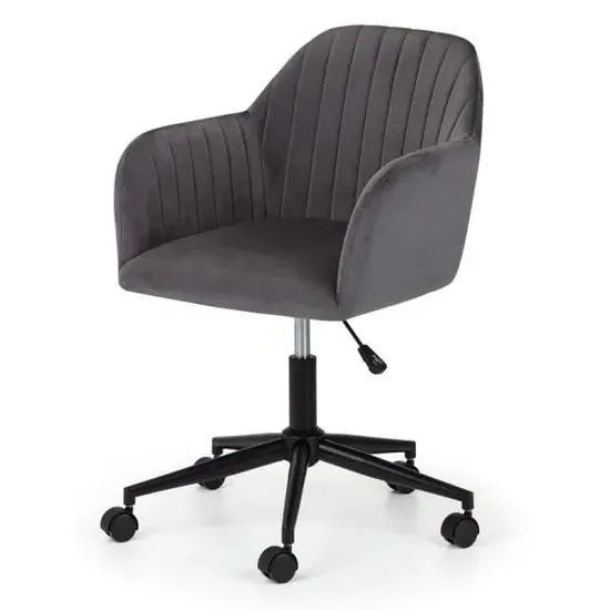 Kacella Swivel Office Chair - Grey, Velvet