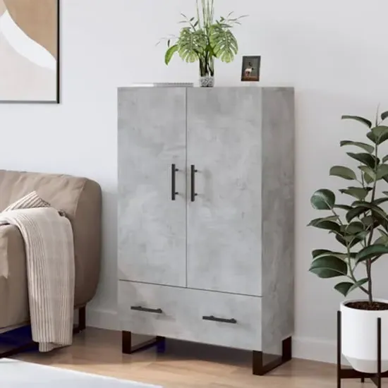 Kacia Highboard with 2 Doors 1 Drawer - Concrete, Engineered Wood image