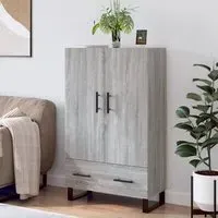 Kacia Highboard with 2 Doors 1 Drawer - Grey, Engineered Wood