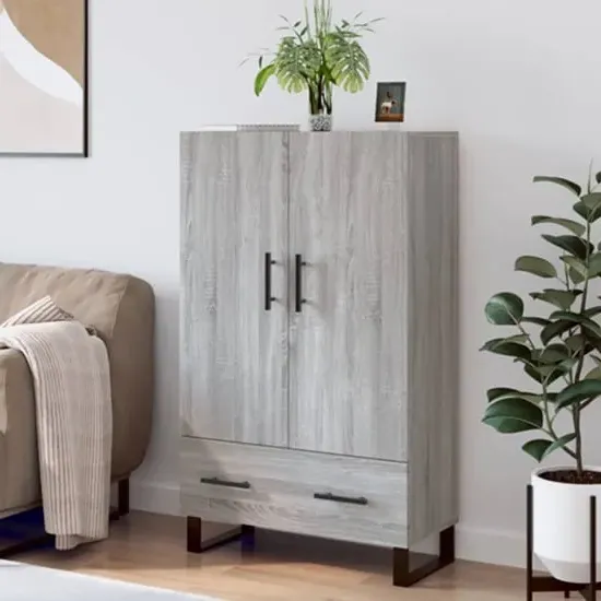 Kacia Highboard with 2 Doors 1 Drawer - Grey, Engineered Wood