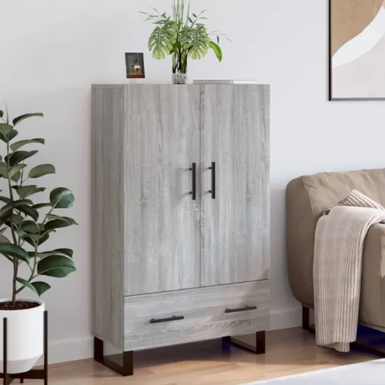 Kacia Highboard with 2 Doors & 1 Drawer - Grey Sonoma Oak, Engineered Wood product